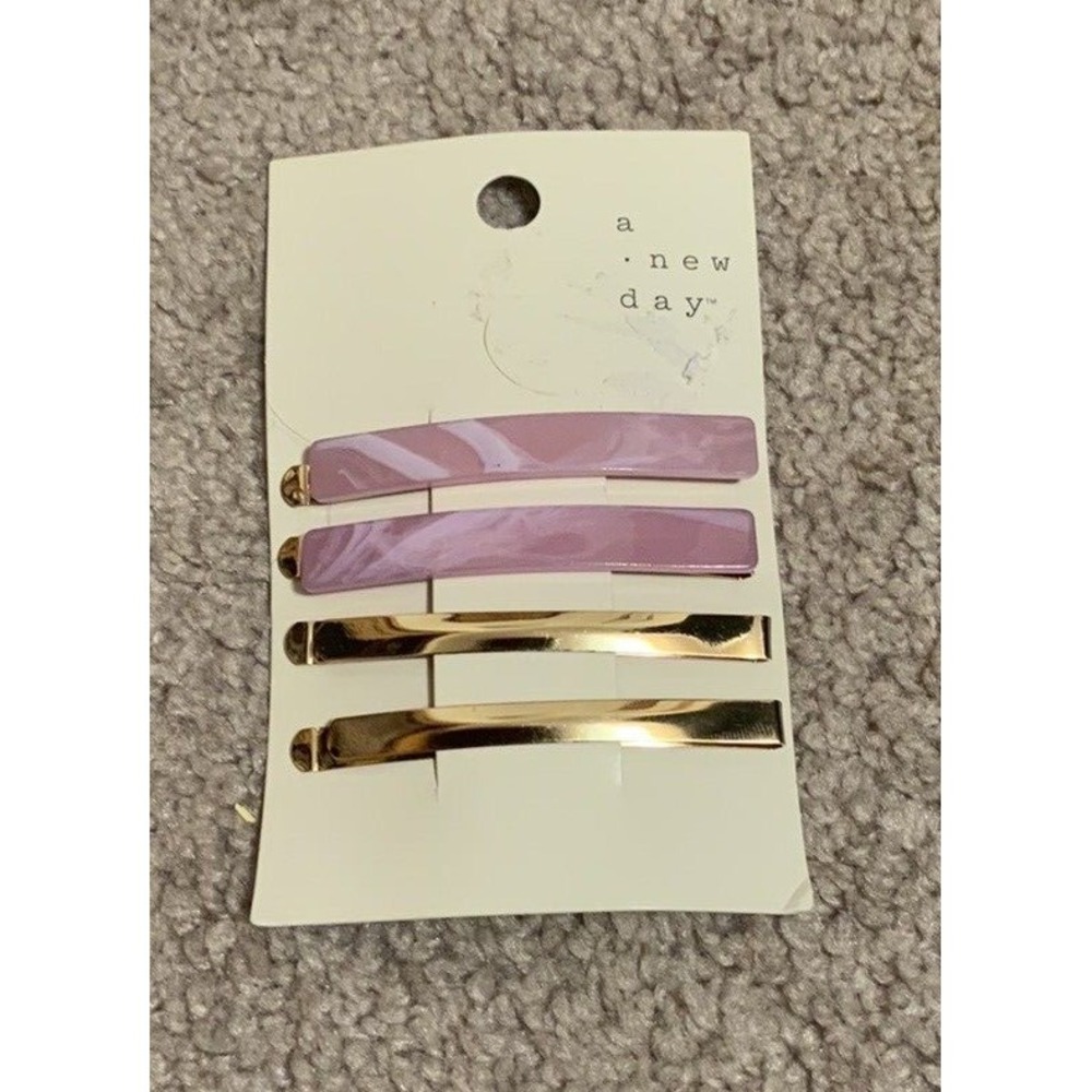 A New Day 4pk Pink/Gold Barrettes 3"‎ Long